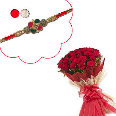 "Rakhi - ZR-5230 A (Single Rakhi), Flower Bunch - Click here to View more details about this Product